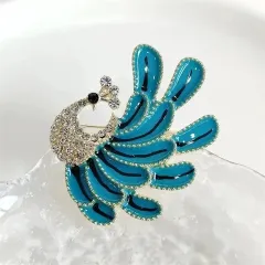 Vintage Rhinestone Peacock Bird Brooch